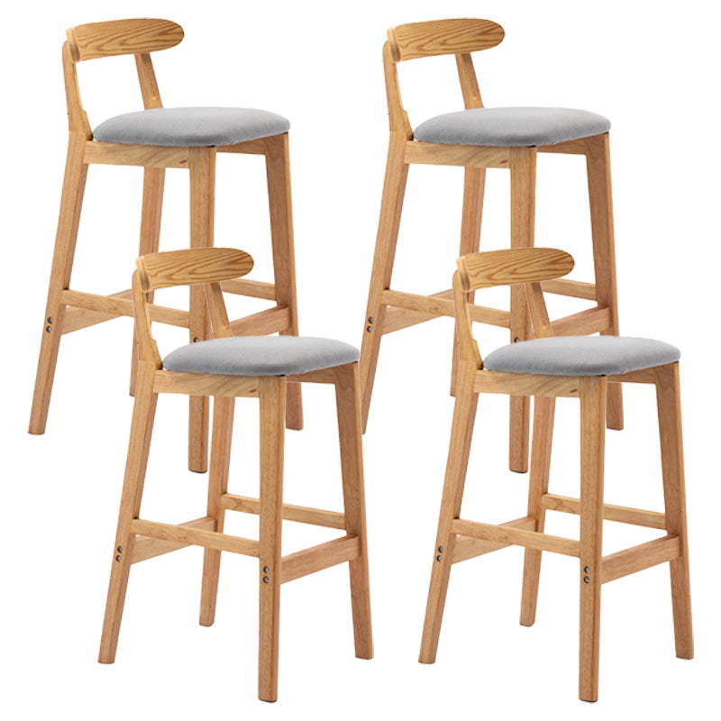 Scandinavian Rubberwood Upholstered Bar Stools Matte Finish Footrest Stool Light Gray Set of 4 Clearhalo 'Bar Furniture' 'Bar Stools' 'bar_stools' 'Furniture' 'furniture_bar_stools' 'Kitchen & Dining Furniture' 4899706