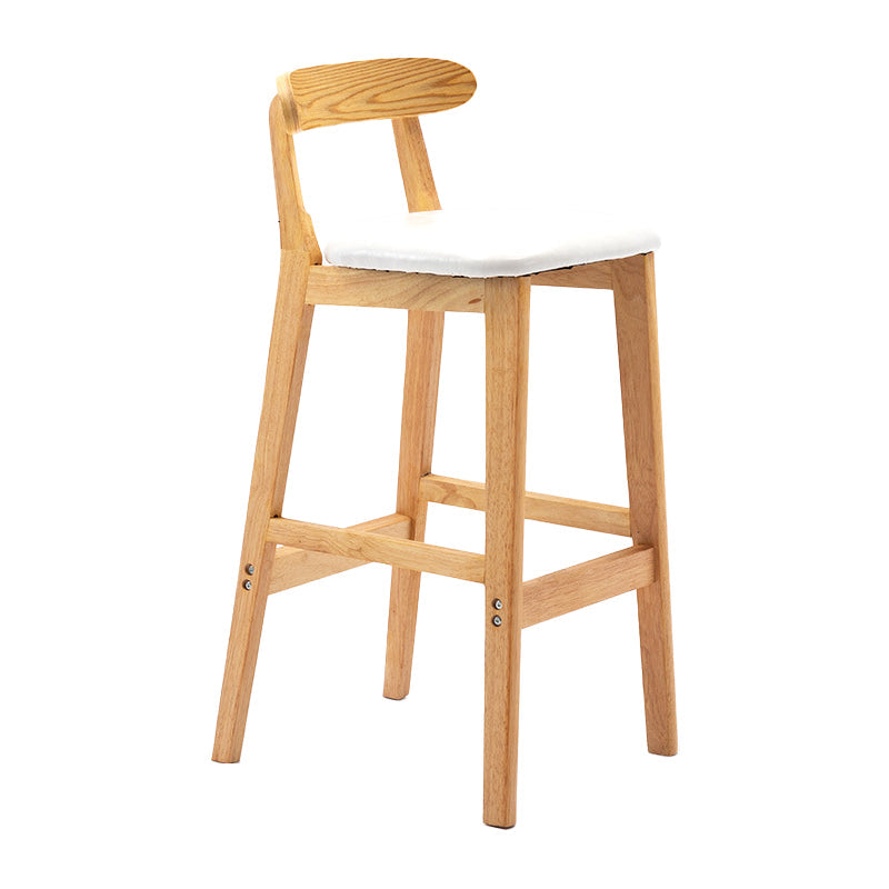 Scandinavian Rubberwood Upholstered Bar Stools Matte Finish Footrest Stool White 1 Piece Clearhalo 'Bar Furniture' 'Bar Stools' 'bar_stools' 'Furniture' 'furniture_bar_stools' 'Kitchen & Dining Furniture' 4899707