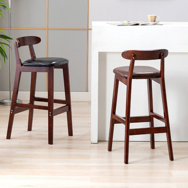 Scandinavian Rubberwood Upholstered Bar Stools Matte Finish Footrest Stool Clearhalo 'Bar Furniture' 'Bar Stools' 'bar_stools' 'Furniture' 'furniture_bar_stools' 'Kitchen & Dining Furniture' 4899711