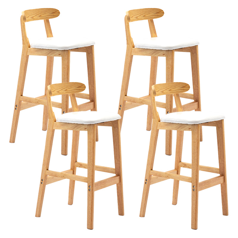 Scandinavian Rubberwood Upholstered Bar Stools Matte Finish Footrest Stool White Set of 4 Clearhalo 'Bar Furniture' 'Bar Stools' 'bar_stools' 'Furniture' 'furniture_bar_stools' 'Kitchen & Dining Furniture' 4899712