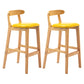 Scandinavian Rubberwood Upholstered Bar Stools Matte Finish Footrest Stool Yellow Set of 2 Clearhalo 'Bar Furniture' 'Bar Stools' 'bar_stools' 'Furniture' 'furniture_bar_stools' 'Kitchen & Dining Furniture' 4899714