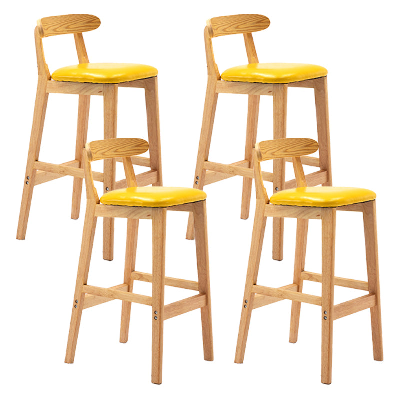 Scandinavian Rubberwood Upholstered Bar Stools Matte Finish Footrest Stool Yellow Set of 4 Clearhalo 'Bar Furniture' 'Bar Stools' 'bar_stools' 'Furniture' 'furniture_bar_stools' 'Kitchen & Dining Furniture' 4899715
