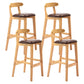 Scandinavian Rubberwood Upholstered Bar Stools Matte Finish Footrest Stool Brown Set of 4 Clearhalo 'Bar Furniture' 'Bar Stools' 'bar_stools' 'Furniture' 'furniture_bar_stools' 'Kitchen & Dining Furniture' 4899718