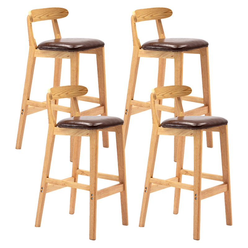 Scandinavian Rubberwood Upholstered Bar Stools Matte Finish Footrest Stool Brown Set of 4 Clearhalo 'Bar Furniture' 'Bar Stools' 'bar_stools' 'Furniture' 'furniture_bar_stools' 'Kitchen & Dining Furniture' 4899718
