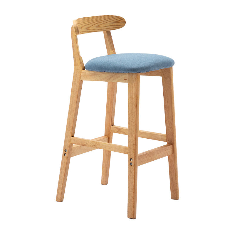 Scandinavian Rubberwood Upholstered Bar Stools Matte Finish Footrest Stool Sky Blue 1 Piece Clearhalo 'Bar Furniture' 'Bar Stools' 'bar_stools' 'Furniture' 'furniture_bar_stools' 'Kitchen & Dining Furniture' 4899719