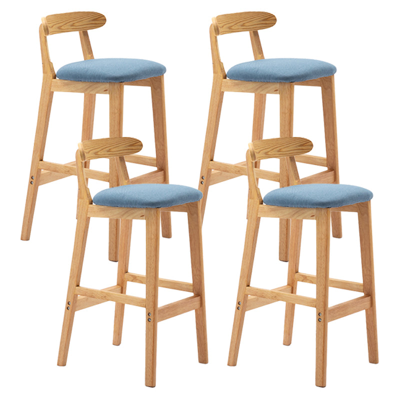 Scandinavian Rubberwood Upholstered Bar Stools Matte Finish Footrest Stool Sky Blue Set of 4 Clearhalo 'Bar Furniture' 'Bar Stools' 'bar_stools' 'Furniture' 'furniture_bar_stools' 'Kitchen & Dining Furniture' 4899721