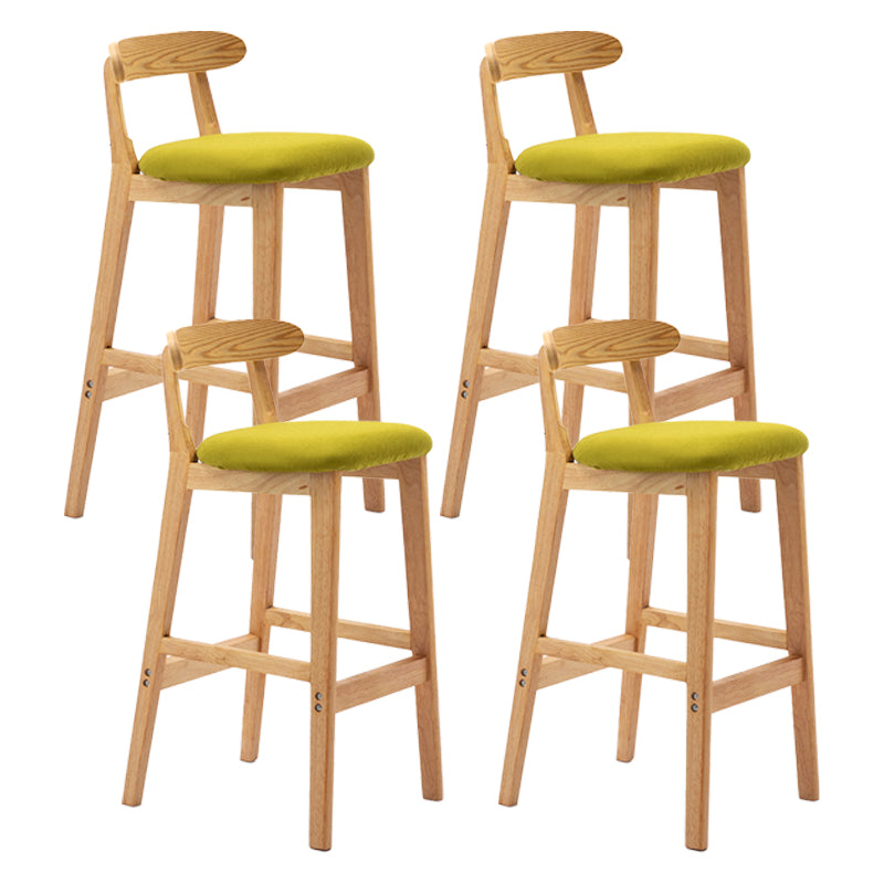 Scandinavian Rubberwood Upholstered Bar Stools Matte Finish Footrest Stool Green Set of 4 Clearhalo 'Bar Furniture' 'Bar Stools' 'bar_stools' 'Furniture' 'furniture_bar_stools' 'Kitchen & Dining Furniture' 4899724