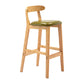 Scandinavian Rubberwood Upholstered Bar Stools Matte Finish Footrest Stool Light Green 1 Piece Clearhalo 'Bar Furniture' 'Bar Stools' 'bar_stools' 'Furniture' 'furniture_bar_stools' 'Kitchen & Dining Furniture' 4899725