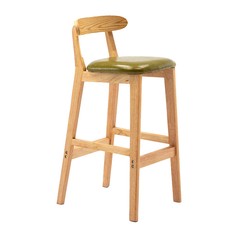 Scandinavian Rubberwood Upholstered Bar Stools Matte Finish Footrest Stool Light Green 1 Piece Clearhalo 'Bar Furniture' 'Bar Stools' 'bar_stools' 'Furniture' 'furniture_bar_stools' 'Kitchen & Dining Furniture' 4899725