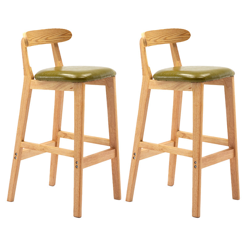 Scandinavian Rubberwood Upholstered Bar Stools Matte Finish Footrest Stool Light Green Set of 2 Clearhalo 'Bar Furniture' 'Bar Stools' 'bar_stools' 'Furniture' 'furniture_bar_stools' 'Kitchen & Dining Furniture' 4899726