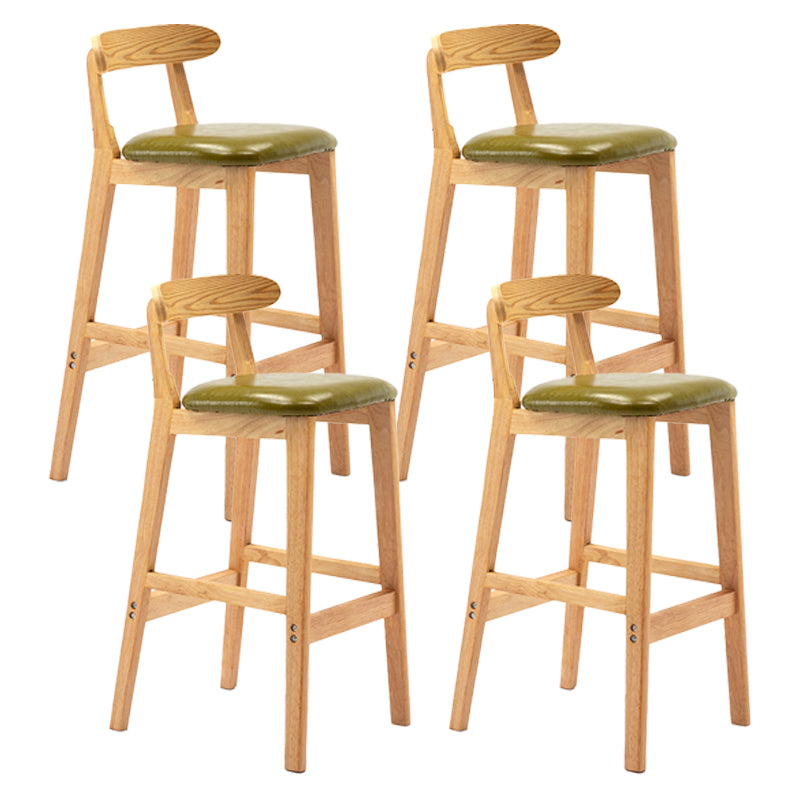 Scandinavian Rubberwood Upholstered Bar Stools Matte Finish Footrest Stool Light Green Set of 4 Clearhalo 'Bar Furniture' 'Bar Stools' 'bar_stools' 'Furniture' 'furniture_bar_stools' 'Kitchen & Dining Furniture' 4899727
