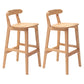 Scandinavian Rubberwood Upholstered Bar Stools Matte Finish Footrest Stool Wood Set of 2 Clearhalo 'Bar Furniture' 'Bar Stools' 'bar_stools' 'Furniture' 'furniture_bar_stools' 'Kitchen & Dining Furniture' 4899729