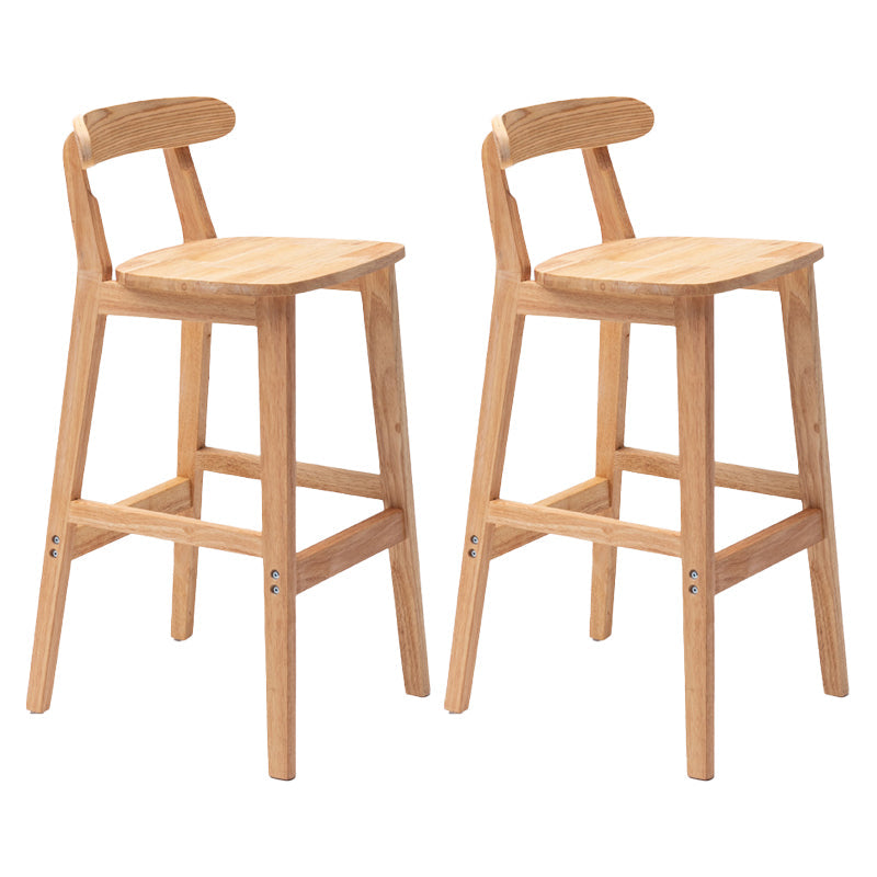 Scandinavian Rubberwood Upholstered Bar Stools Matte Finish Footrest Stool Wood Set of 2 Clearhalo 'Bar Furniture' 'Bar Stools' 'bar_stools' 'Furniture' 'furniture_bar_stools' 'Kitchen & Dining Furniture' 4899729