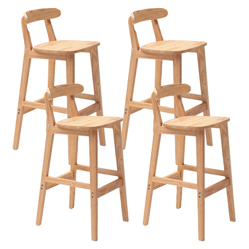 Scandinavian Rubberwood Upholstered Bar Stools Matte Finish Footrest Stool Wood Set of 4 Clearhalo 'Bar Furniture' 'Bar Stools' 'bar_stools' 'Furniture' 'furniture_bar_stools' 'Kitchen & Dining Furniture' 4899730