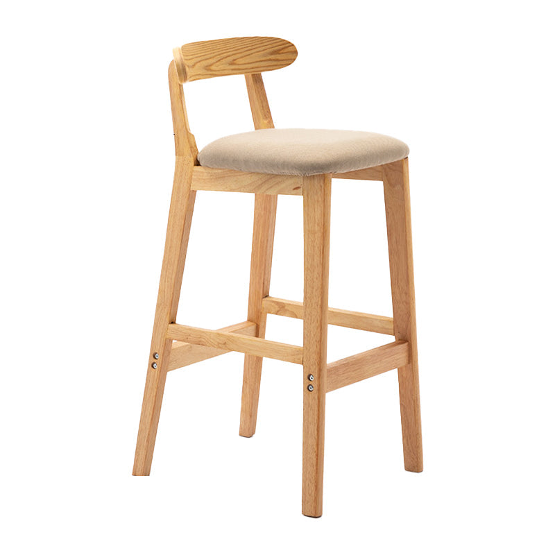 Scandinavian Rubberwood Upholstered Bar Stools Matte Finish Footrest Stool Khaki 1 Piece Clearhalo 'Bar Furniture' 'Bar Stools' 'bar_stools' 'Furniture' 'furniture_bar_stools' 'Kitchen & Dining Furniture' 4899731