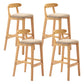 Scandinavian Rubberwood Upholstered Bar Stools Matte Finish Footrest Stool Khaki Set of 4 Clearhalo 'Bar Furniture' 'Bar Stools' 'bar_stools' 'Furniture' 'furniture_bar_stools' 'Kitchen & Dining Furniture' 4899733