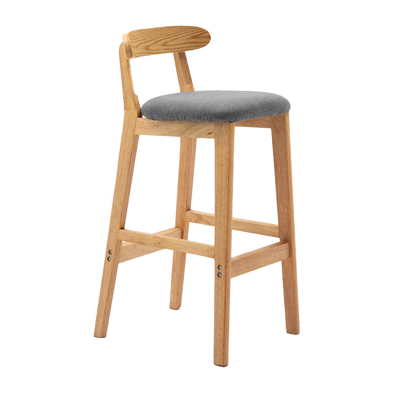 Scandinavian Rubberwood Upholstered Bar Stools Matte Finish Footrest Stool Smoke Gray 1 Piece Clearhalo 'Bar Furniture' 'Bar Stools' 'bar_stools' 'Furniture' 'furniture_bar_stools' 'Kitchen & Dining Furniture' 4899734