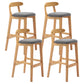 Scandinavian Rubberwood Upholstered Bar Stools Matte Finish Footrest Stool Smoke Gray Set of 4 Clearhalo 'Bar Furniture' 'Bar Stools' 'bar_stools' 'Furniture' 'furniture_bar_stools' 'Kitchen & Dining Furniture' 4899736