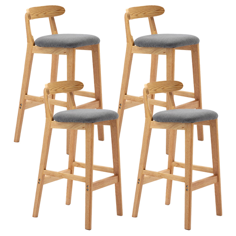Scandinavian Rubberwood Upholstered Bar Stools Matte Finish Footrest Stool Smoke Gray Set of 4 Clearhalo 'Bar Furniture' 'Bar Stools' 'bar_stools' 'Furniture' 'furniture_bar_stools' 'Kitchen & Dining Furniture' 4899736