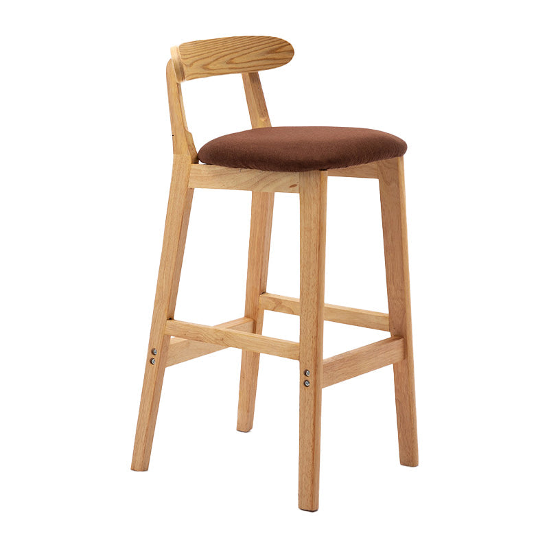 Scandinavian Rubberwood Upholstered Bar Stools Matte Finish Footrest Stool Coffee 1 Piece Clearhalo 'Bar Furniture' 'Bar Stools' 'bar_stools' 'Furniture' 'furniture_bar_stools' 'Kitchen & Dining Furniture' 4899737