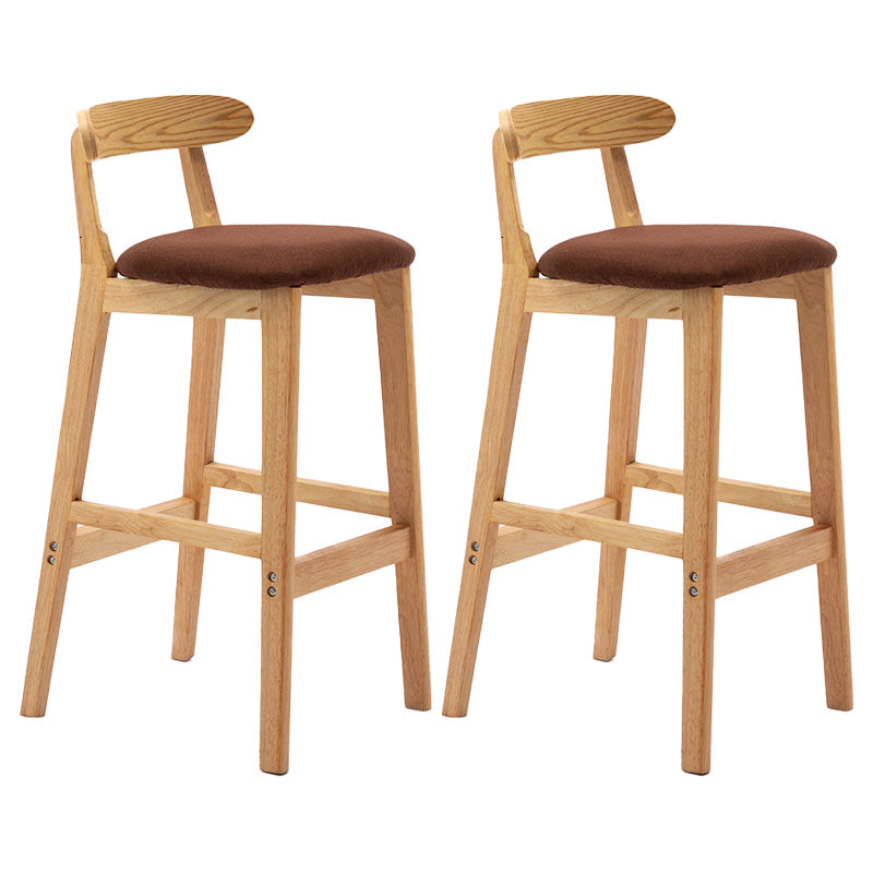 Scandinavian Rubberwood Upholstered Bar Stools Matte Finish Footrest Stool Coffee Set of 2 Clearhalo 'Bar Furniture' 'Bar Stools' 'bar_stools' 'Furniture' 'furniture_bar_stools' 'Kitchen & Dining Furniture' 4899738