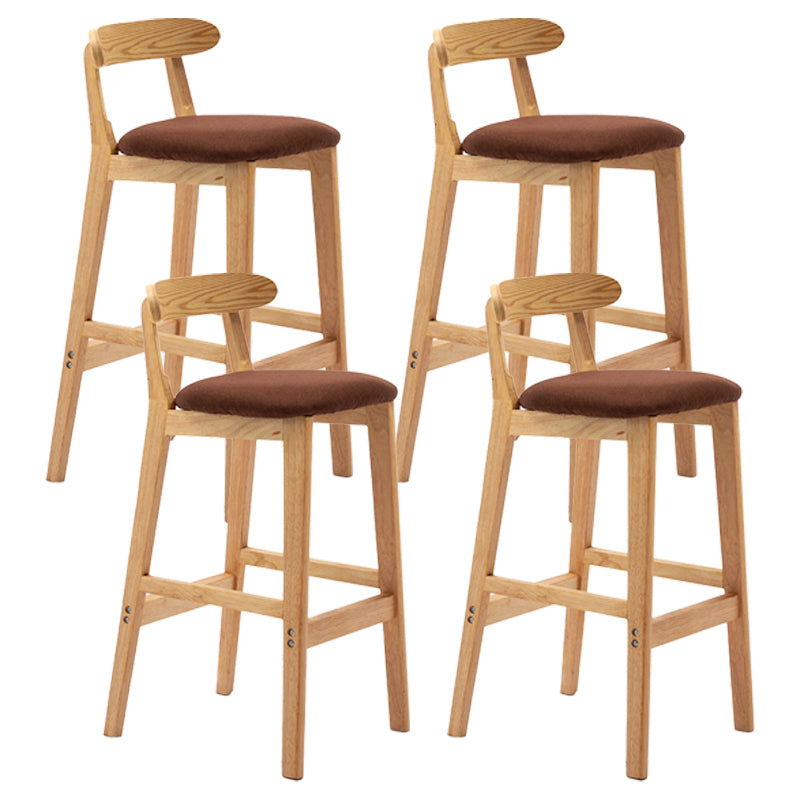 Scandinavian Rubberwood Upholstered Bar Stools Matte Finish Footrest Stool Coffee Set of 4 Clearhalo 'Bar Furniture' 'Bar Stools' 'bar_stools' 'Furniture' 'furniture_bar_stools' 'Kitchen & Dining Furniture' 4899739
