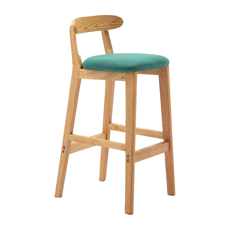 Scandinavian Rubberwood Upholstered Bar Stools Matte Finish Footrest Stool Mint Green 1 Piece Clearhalo 'Bar Furniture' 'Bar Stools' 'bar_stools' 'Furniture' 'furniture_bar_stools' 'Kitchen & Dining Furniture' 4899740