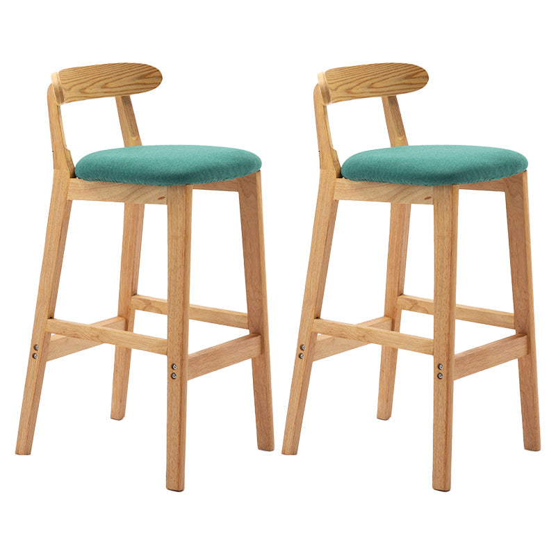 Scandinavian Rubberwood Upholstered Bar Stools Matte Finish Footrest Stool Mint Green Set of 2 Clearhalo 'Bar Furniture' 'Bar Stools' 'bar_stools' 'Furniture' 'furniture_bar_stools' 'Kitchen & Dining Furniture' 4899741