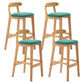 Scandinavian Rubberwood Upholstered Bar Stools Matte Finish Footrest Stool Mint Green Set of 4 Clearhalo 'Bar Furniture' 'Bar Stools' 'bar_stools' 'Furniture' 'furniture_bar_stools' 'Kitchen & Dining Furniture' 4899742