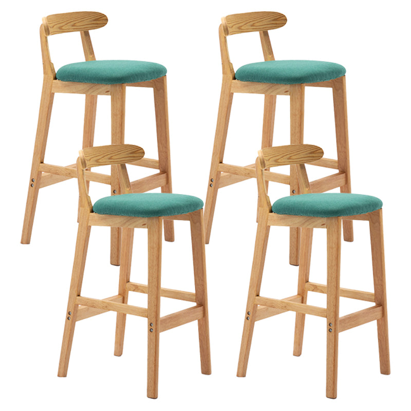 Scandinavian Rubberwood Upholstered Bar Stools Matte Finish Footrest Stool Mint Green Set of 4 Clearhalo 'Bar Furniture' 'Bar Stools' 'bar_stools' 'Furniture' 'furniture_bar_stools' 'Kitchen & Dining Furniture' 4899742