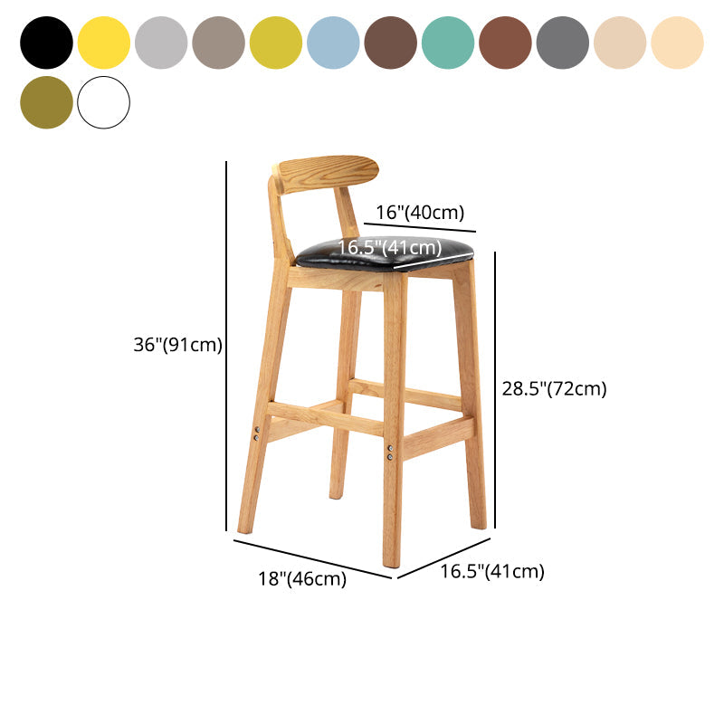 Scandinavian Rubberwood Upholstered Bar Stools Matte Finish Footrest Stool Clearhalo 'Bar Furniture' 'Bar Stools' 'bar_stools' 'Furniture' 'furniture_bar_stools' 'Kitchen & Dining Furniture' 4899743