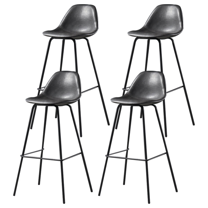 Contemporary Matte Finish PU Leather Barstool Footrest Restaurant Stool Grey 4 Piece Set Clearhalo 'Bar Furniture' 'Bar Stools' 'bar_stools' 'furn' 'furn_bar_stools' 'Furniture' 'furniture_bar_stools' 'Kitchen & Dining Furniture' 4899745