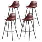 Contemporary Matte Finish PU Leather Barstool Footrest Restaurant Stool Burgundy 4 Piece Set Clearhalo 'Bar Furniture' 'Bar Stools' 'bar_stools' 'furn' 'furn_bar_stools' 'Furniture' 'furniture_bar_stools' 'Kitchen & Dining Furniture' 4899746