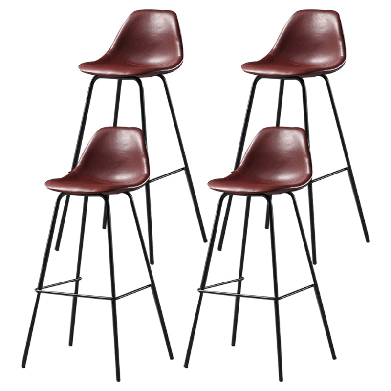 Contemporary Matte Finish PU Leather Barstool Footrest Restaurant Stool Burgundy 4 Piece Set Clearhalo 'Bar Furniture' 'Bar Stools' 'bar_stools' 'furn' 'furn_bar_stools' 'Furniture' 'furniture_bar_stools' 'Kitchen & Dining Furniture' 4899746