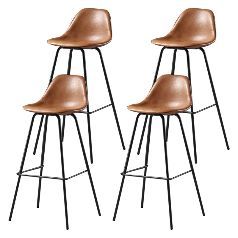 Contemporary Matte Finish PU Leather Barstool Footrest Restaurant Stool Tan 4 Piece Set Clearhalo 'Bar Furniture' 'Bar Stools' 'bar_stools' 'furn' 'furn_bar_stools' 'Furniture' 'furniture_bar_stools' 'Kitchen & Dining Furniture' 4899748