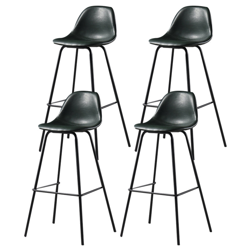 Contemporary Matte Finish PU Leather Barstool Footrest Restaurant Stool Blackish Green 4 Piece Set Clearhalo 'Bar Furniture' 'Bar Stools' 'bar_stools' 'furn' 'furn_bar_stools' 'Furniture' 'furniture_bar_stools' 'Kitchen & Dining Furniture' 4899750