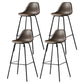 Contemporary Matte Finish PU Leather Barstool Footrest Restaurant Stool Brown 4 Piece Set Clearhalo 'Bar Furniture' 'Bar Stools' 'bar_stools' 'furn' 'furn_bar_stools' 'Furniture' 'furniture_bar_stools' 'Kitchen & Dining Furniture' 4899752