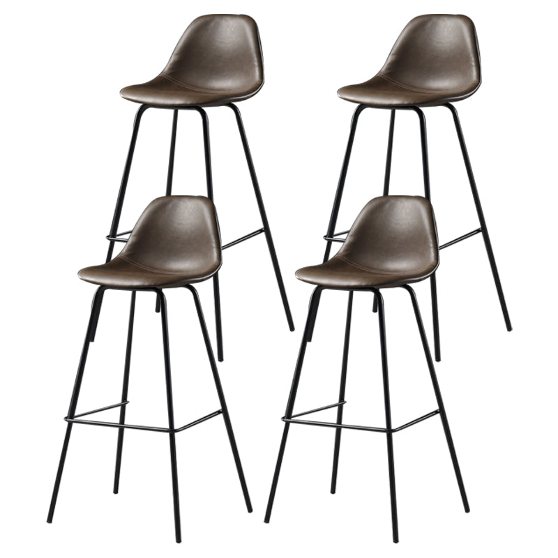 Contemporary Matte Finish PU Leather Barstool Footrest Restaurant Stool Brown 4 Piece Set Clearhalo 'Bar Furniture' 'Bar Stools' 'bar_stools' 'furn' 'furn_bar_stools' 'Furniture' 'furniture_bar_stools' 'Kitchen & Dining Furniture' 4899752