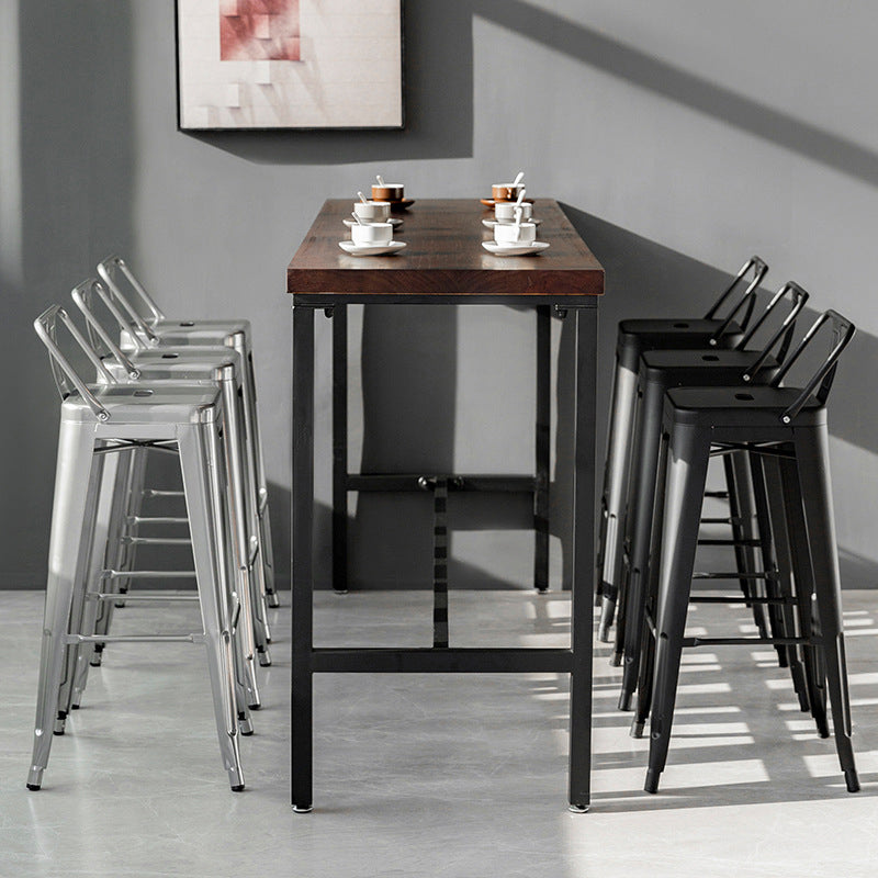 Industrial Footrest Iron Bar Stool Coffee Shop Square Counter Stools Clearhalo 'Bar Furniture' 'Bar Stools' 'bar_stools' 'Furniture' 'furniture_bar_stools' 'Kitchen & Dining Furniture' 4899762
