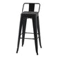 Industrial Footrest Iron Bar Stool Coffee Shop Square Counter Stools Black With Back 1 Piece Clearhalo 'Bar Furniture' 'Bar Stools' 'bar_stools' 'Furniture' 'furniture_bar_stools' 'Kitchen & Dining Furniture' 4899763