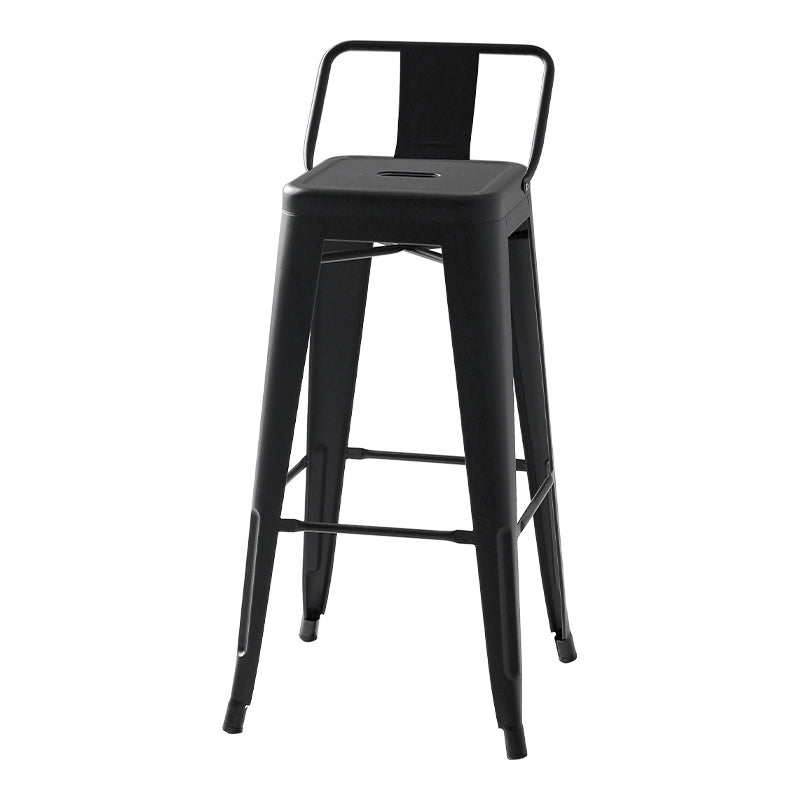 Industrial Footrest Iron Bar Stool Coffee Shop Square Counter Stools Black With Back 1 Piece Clearhalo 'Bar Furniture' 'Bar Stools' 'bar_stools' 'Furniture' 'furniture_bar_stools' 'Kitchen & Dining Furniture' 4899763