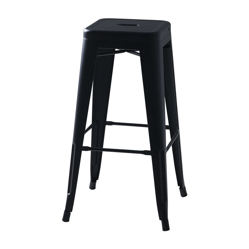 Industrial Footrest Iron Bar Stool Coffee Shop Square Counter Stools Black Backless 1 Piece Clearhalo 'Bar Furniture' 'Bar Stools' 'bar_stools' 'Furniture' 'furniture_bar_stools' 'Kitchen & Dining Furniture' 4899765