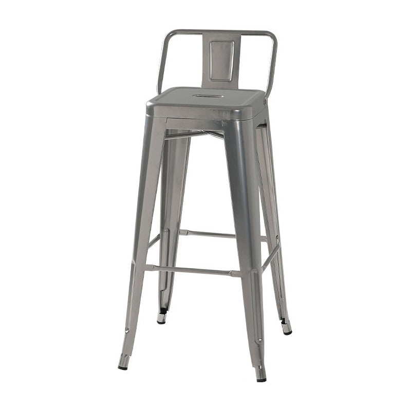 Industrial Footrest Iron Bar Stool Coffee Shop Square Counter Stools Silver With Back 1 Piece Clearhalo 'Bar Furniture' 'Bar Stools' 'bar_stools' 'Furniture' 'furniture_bar_stools' 'Kitchen & Dining Furniture' 4899766