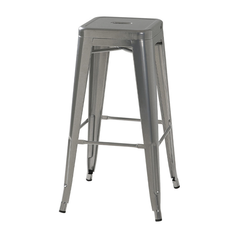 Industrial Footrest Iron Bar Stool Coffee Shop Square Counter Stools Silver Backless 1 Piece Clearhalo 'Bar Furniture' 'Bar Stools' 'bar_stools' 'Furniture' 'furniture_bar_stools' 'Kitchen & Dining Furniture' 4899768