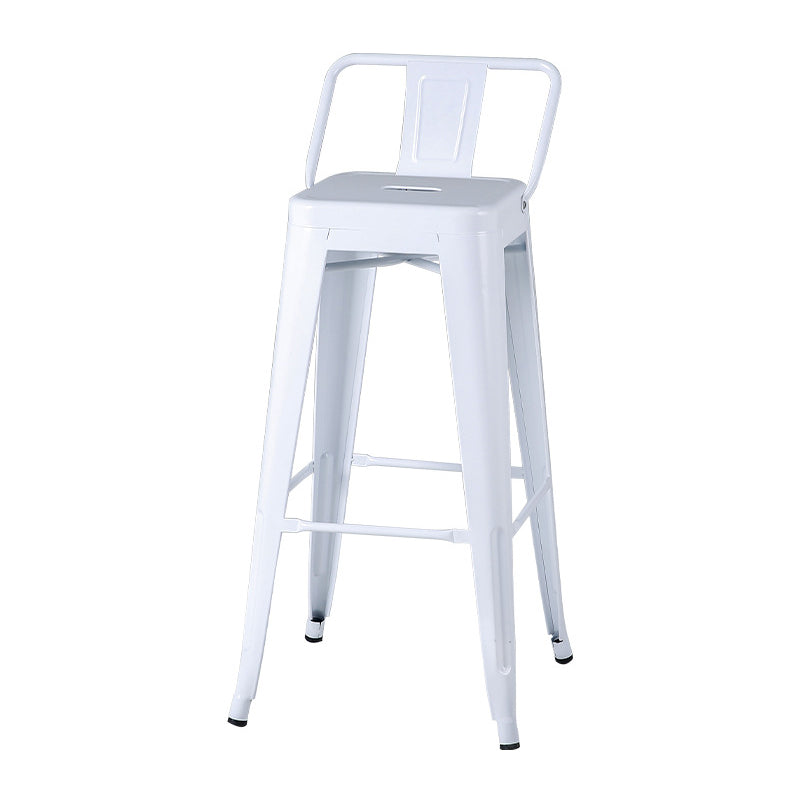 Industrial Footrest Iron Bar Stool Coffee Shop Square Counter Stools White With Back 1 Piece Clearhalo 'Bar Furniture' 'Bar Stools' 'bar_stools' 'Furniture' 'furniture_bar_stools' 'Kitchen & Dining Furniture' 4899770