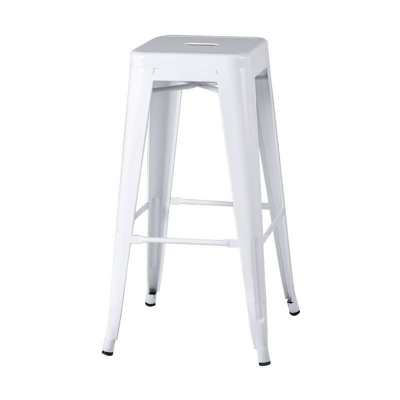 Industrial Footrest Iron Bar Stool Coffee Shop Square Counter Stools White Backless 1 Piece Clearhalo 'Bar Furniture' 'Bar Stools' 'bar_stools' 'Furniture' 'furniture_bar_stools' 'Kitchen & Dining Furniture' 4899772