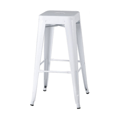 Industrial Footrest Iron Bar Stool Coffee Shop Square Counter Stools White Backless 1 Piece Clearhalo 'Bar Furniture' 'Bar Stools' 'bar_stools' 'Furniture' 'furniture_bar_stools' 'Kitchen & Dining Furniture' 4899772