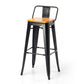 Industrial Footrest Iron Bar Stool Coffee Shop Square Counter Stools Yellow With Back 1 Piece Clearhalo 'Bar Furniture' 'Bar Stools' 'bar_stools' 'Furniture' 'furniture_bar_stools' 'Kitchen & Dining Furniture' 4899774
