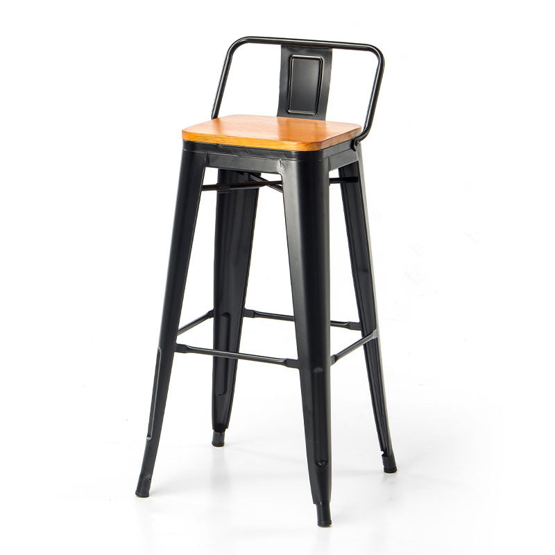 Industrial Footrest Iron Bar Stool Coffee Shop Square Counter Stools Yellow With Back 1 Piece Clearhalo 'Bar Furniture' 'Bar Stools' 'bar_stools' 'Furniture' 'furniture_bar_stools' 'Kitchen & Dining Furniture' 4899774