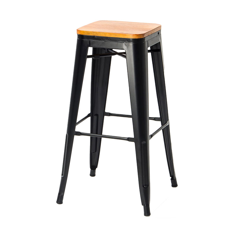 Industrial Footrest Iron Bar Stool Coffee Shop Square Counter Stools Yellow Backless 1 Piece Clearhalo 'Bar Furniture' 'Bar Stools' 'bar_stools' 'Furniture' 'furniture_bar_stools' 'Kitchen & Dining Furniture' 4899776